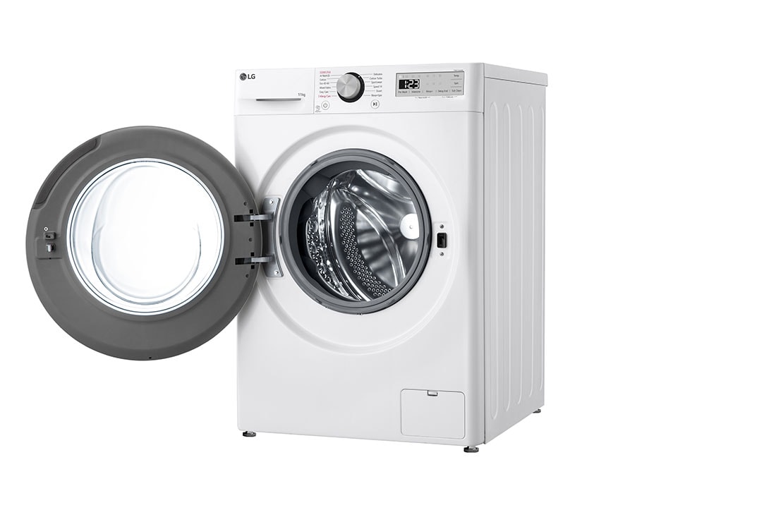 LG 11 kg Pyykinpesukone(Valkoinen) - Steam, Energialuokka A, AI DD™ ja Smart Diagnosis™, Left door open, F4Y5EYP6W0F, thumbnail 13