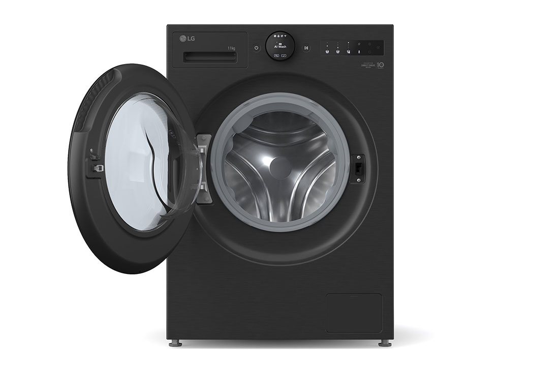 LG 11 kg Pyykinpesukone(Essence Black) - Energialuokka A, LCD-paneelilla, Auto Dose, TurboWash360™, AI DD™, Smart Diagnosis™ kanssa Wi-Fi, front open, F4X7511TBB, thumbnail 4