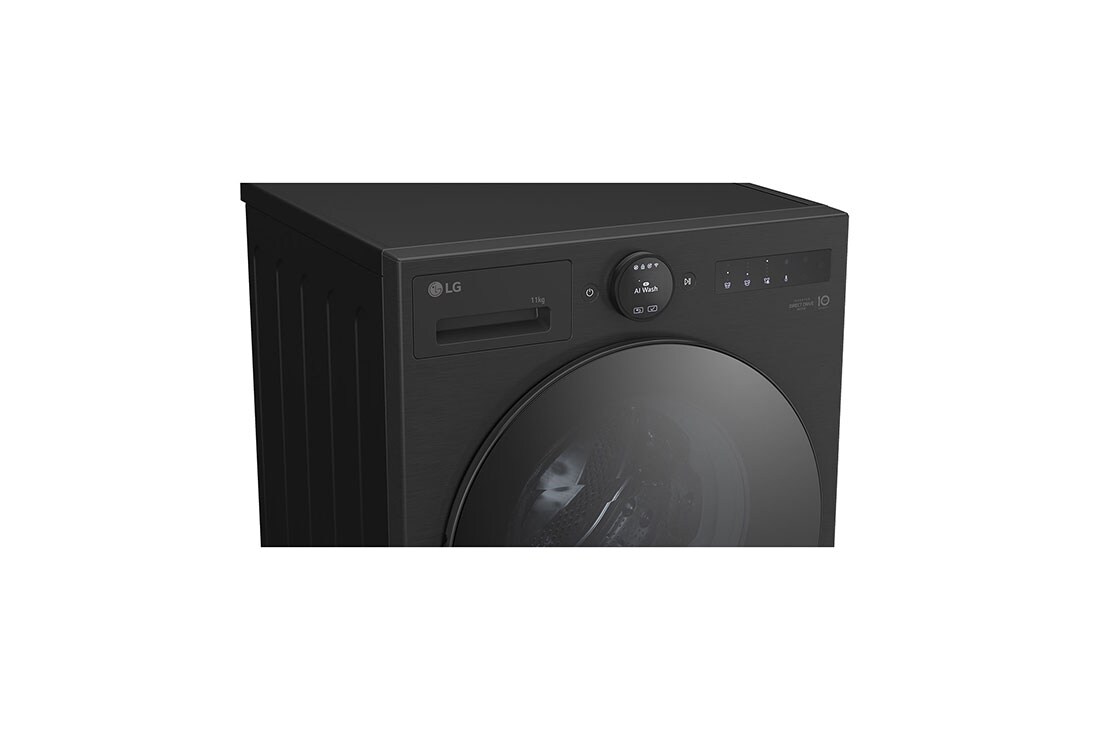 LG 11 kg Pyykinpesukone(Essence Black) - Energialuokka A, LCD-paneelilla, Auto Dose, TurboWash360™, AI DD™, Smart Diagnosis™ kanssa Wi-Fi, right top perspective view, F4X7511TBB, thumbnail 5