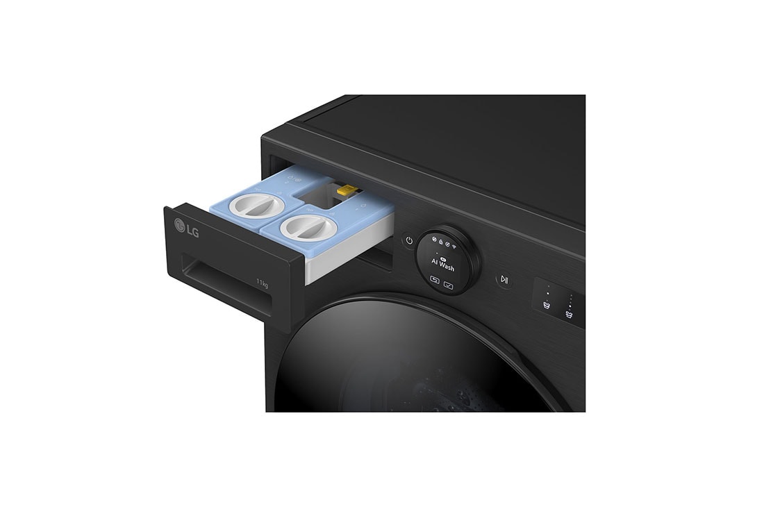 LG 11 kg Pyykinpesukone(Essence Black) - Energialuokka A, LCD-paneelilla, Auto Dose, TurboWash360™, AI DD™, Smart Diagnosis™ kanssa Wi-Fi, Detergent port open, F4X7511TBB, thumbnail 6
