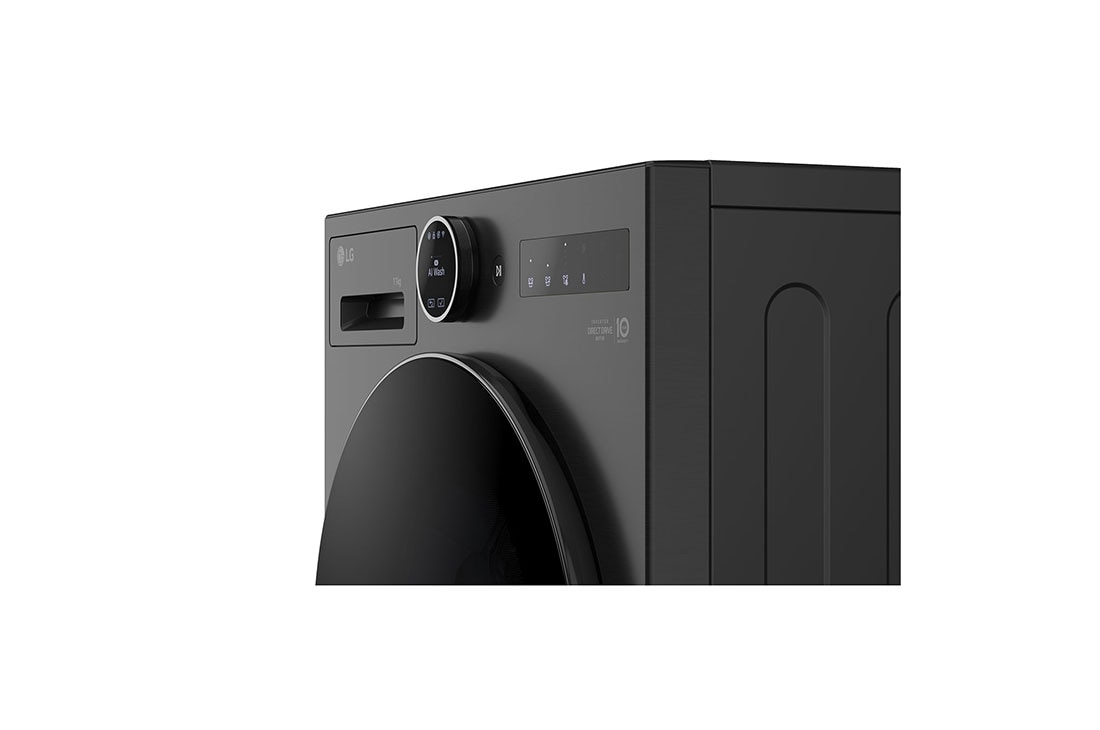 LG 11 kg Pyykinpesukone(Essence Black) - Energialuokka A, LCD-paneelilla, Auto Dose, TurboWash360™, AI DD™, Smart Diagnosis™ kanssa Wi-Fi, Left Side view, F4X7511TBB, thumbnail 8
