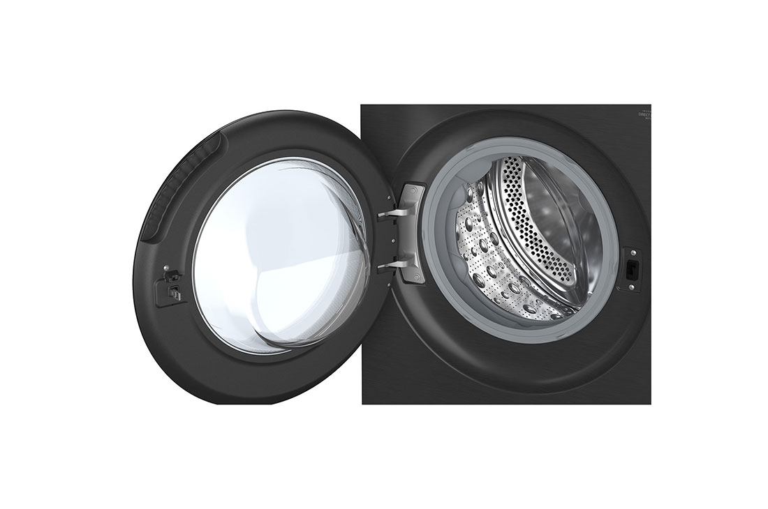 LG 11 kg Pyykinpesukone(Essence Black) - Energialuokka A, LCD-paneelilla, Auto Dose, TurboWash360™, AI DD™, Smart Diagnosis™ kanssa Wi-Fi, Side view open door, F4X7511TBB, thumbnail 9