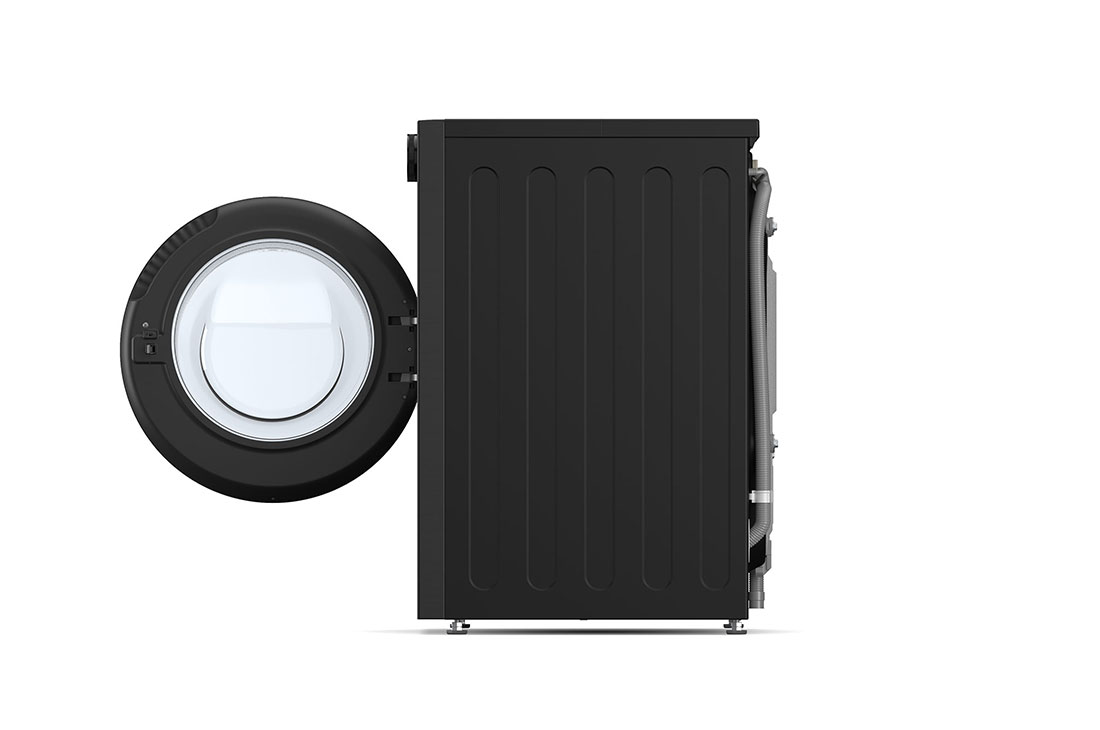 LG 11 kg Pyykinpesukone(Essence Black) - Energialuokka A, LCD-paneelilla, Auto Dose, TurboWash360™, AI DD™, Smart Diagnosis™ kanssa Wi-Fi, side view with door open, F4X7511TBB, thumbnail 14