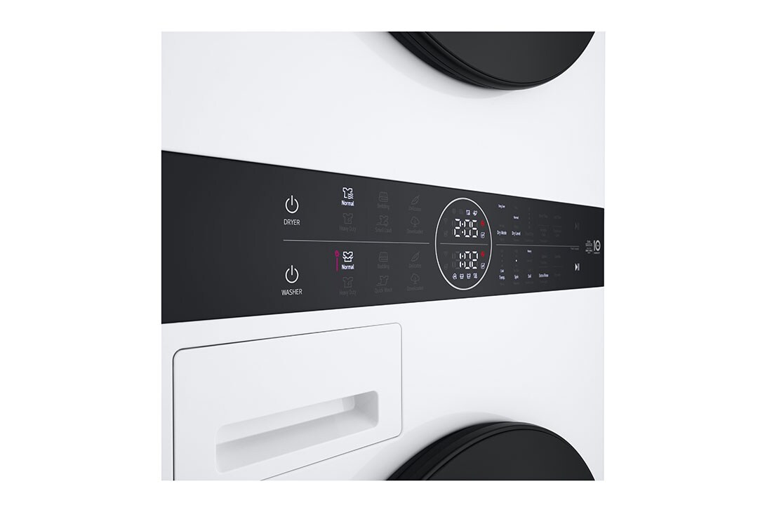 LG 12 kg / 10 kg WashTower(Valkoinen) - Energialuokka A/C, Steam, TurboWash™360, AI DD™, Dual Inverter Heatpump™, Drum_Washer, WT1210WWF, thumbnail 8