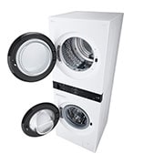 LG 12 kg / 10 kg WashTower(Valkoinen) - Energialuokka A/C, Steam, TurboWash™360, AI DD™, Dual Inverter Heatpump™, Panel1_LightOn, WT1210WWF, thumbnail 10