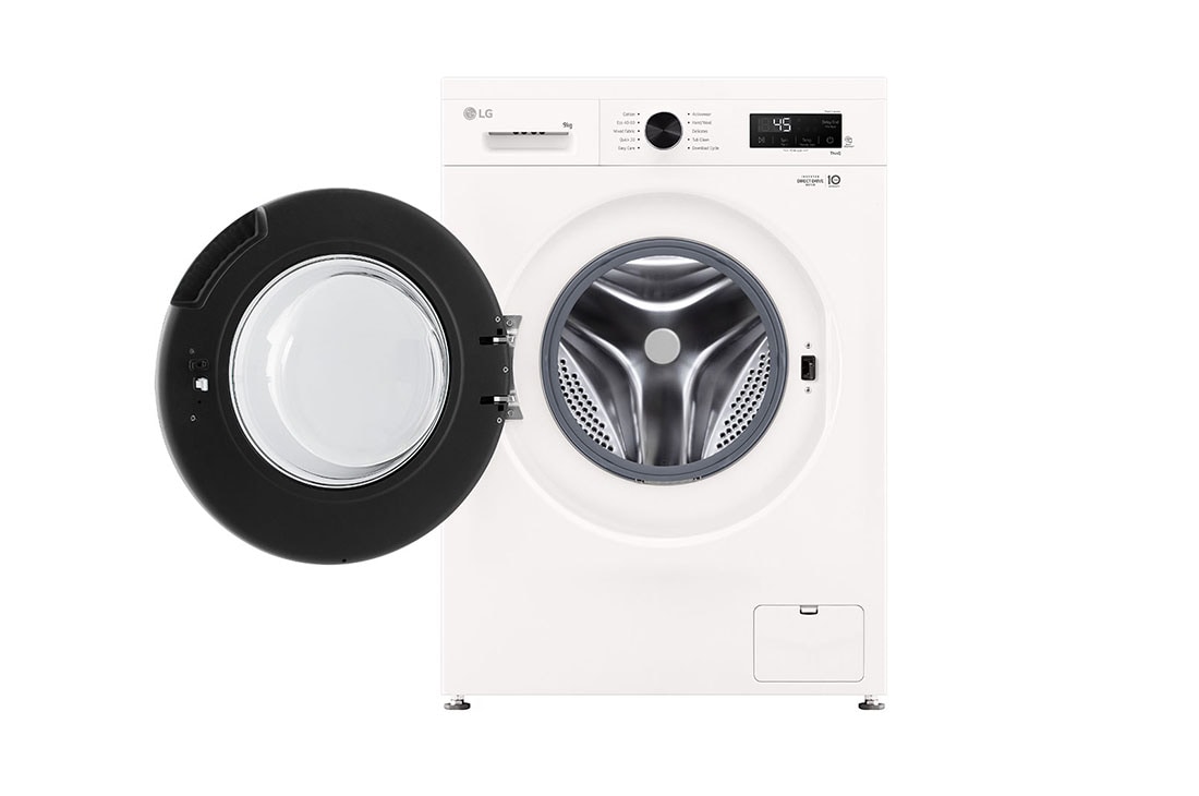 LG 9 kg Pyykinpesukone(Essence White) - Steam, Energialuokka A, 6 Motion DD, Smart Diagnosis™ kanssa Wi-Fi, front open door view, F4X1009NWB, thumbnail 2