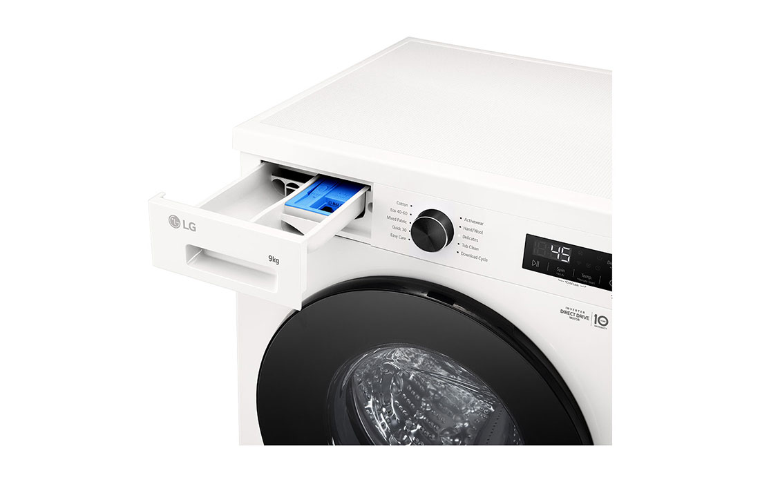 LG 9 kg Pyykinpesukone(Essence White) - Steam, Energialuokka A, 6 Motion DD, Smart Diagnosis™ kanssa Wi-Fi, right side view, F4X1009NWB, thumbnail 5
