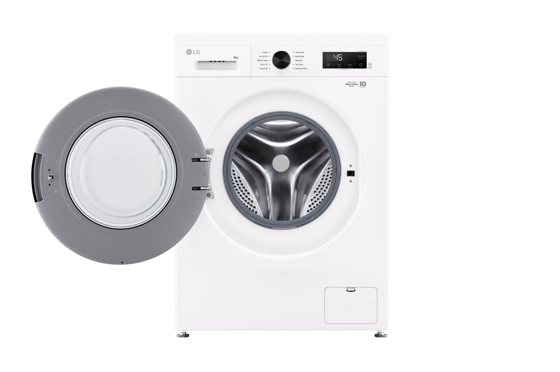 LG 9 kg Pyykinpesukone(Essence White) - Energialuokka A,, 6 Motion DD, Smart Diagnosis™ kanssa Wi-Fi, front open door view, F4X1009NWH, thumbnail 2