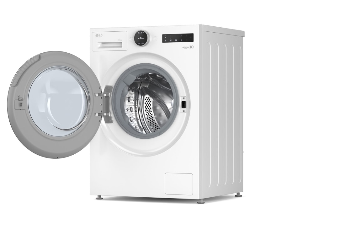 LG 11 kg Pyykinpesukone(Essence White) - Energialuokka A, LCD-paneelilla, TurboWash360™, AI DD™, Smart Diagnosis™ kanssa Wi-Fi, left door open, F4X7011TWS, thumbnail 8