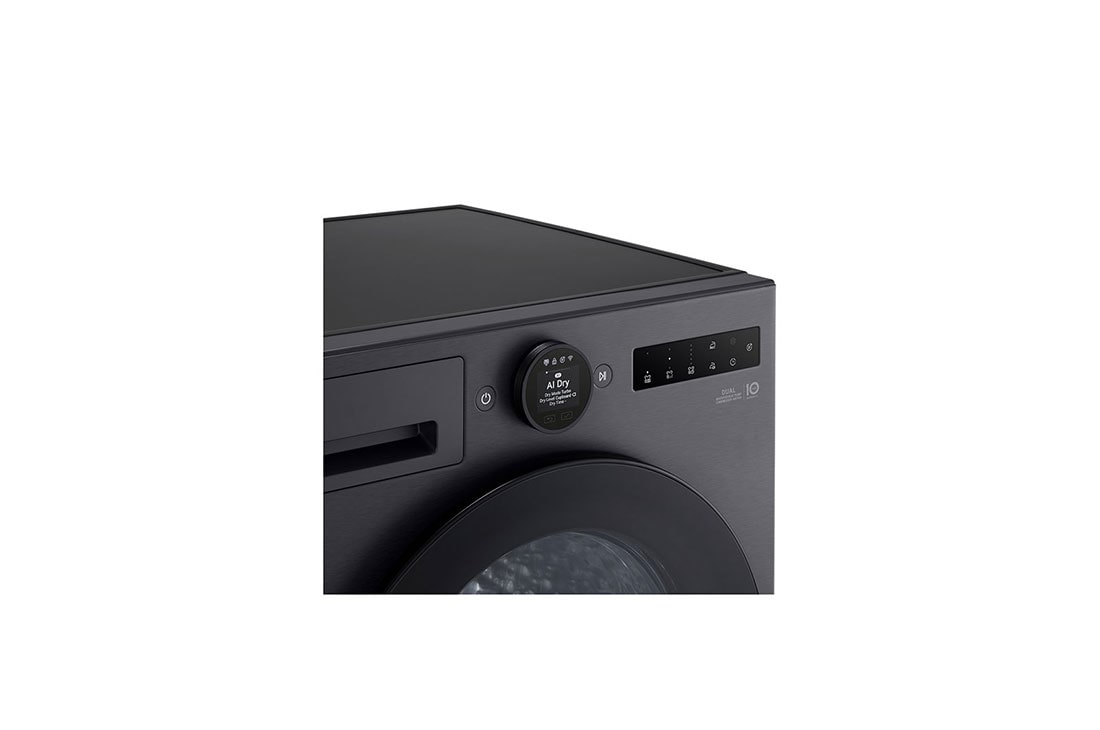 LG 9 kg Kuivausrumpu(Essence Black) - Energialuokka A+++, LCD-paneelilla, DUAL Inverter Heat Pump™, Smart Diagnosis™ kanssa Wi-Fi, KnobDisplaydetail, RHX7009TBB, thumbnail 4