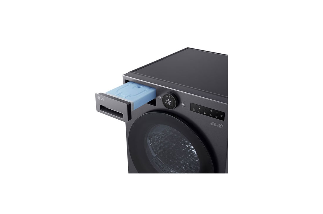 LG 9 kg Kuivausrumpu(Essence Black) - Energialuokka A+++, LCD-paneelilla, DUAL Inverter Heat Pump™, Smart Diagnosis™ kanssa Wi-Fi, Top DrawerOpenDetail, RHX7009TBB, thumbnail 5