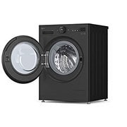 LG  11 kg Pyykinpesukone(Essence Black) - Energialuokka A, LCD-paneelilla, TurboWash360™, AI DD™, Smart Diagnosis™ kanssa Wi-Fi, Side view open door, F4X7011TBB, thumbnail 9
