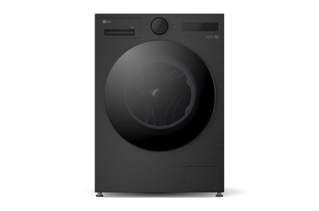 LG  11 kg Pyykinpesukone(Essence Black) - Energialuokka A, LCD-paneelilla, TurboWash360™, AI DD™, Smart Diagnosis™ kanssa Wi-Fi, Front view, F4X7011TBB