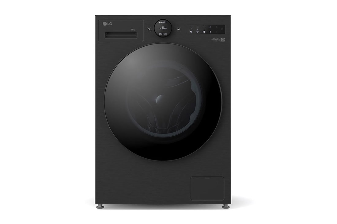 LG  11 kg Pyykinpesukone(Essence Black) - Energialuokka A, LCD-paneelilla, TurboWash360™, AI DD™, Smart Diagnosis™ kanssa Wi-Fi, Front view on, F4X7011TBB, thumbnail 2