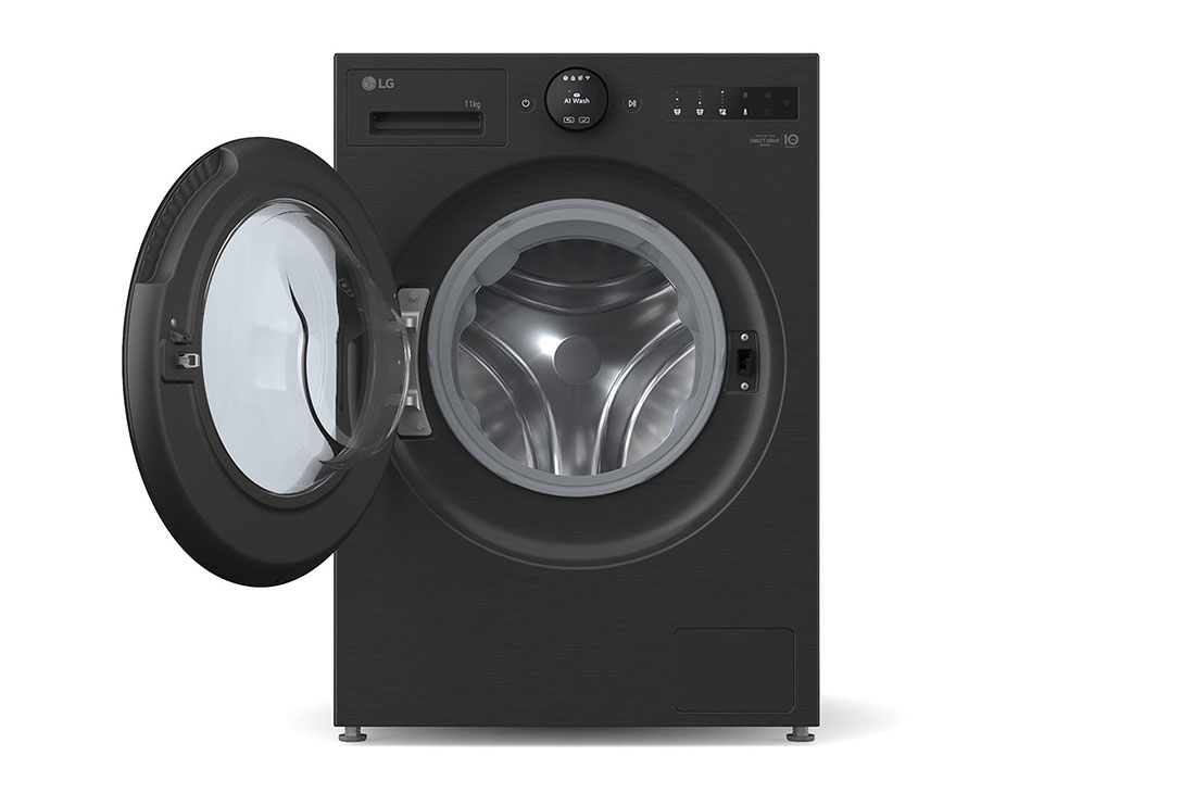 LG  11 kg Pyykinpesukone(Essence Black) - Energialuokka A, LCD-paneelilla, TurboWash360™, AI DD™, Smart Diagnosis™ kanssa Wi-Fi, Front view, F4X7011TBB, thumbnail 3
