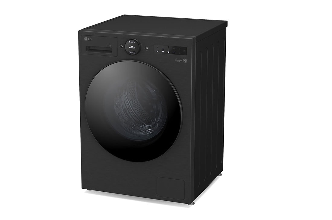 LG  11 kg Pyykinpesukone(Essence Black) - Energialuokka A, LCD-paneelilla, TurboWash360™, AI DD™, Smart Diagnosis™ kanssa Wi-Fi, left down perspective view, F4X7011TBB, thumbnail 11