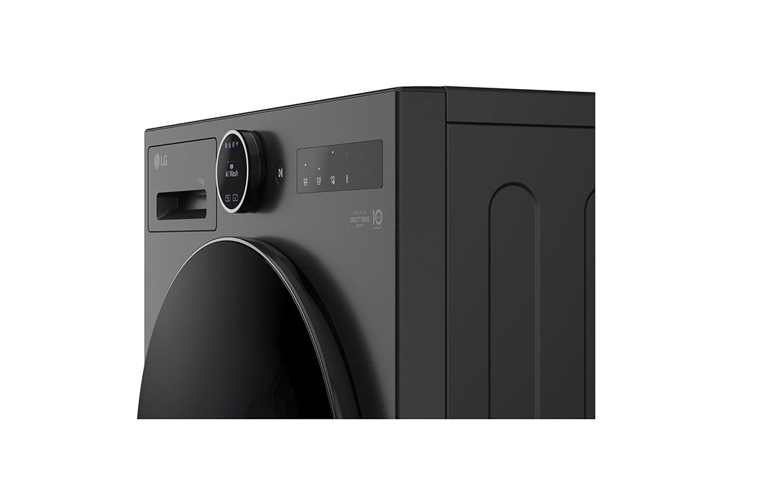 LG  11 kg Pyykinpesukone(Essence Black) - Energialuokka A, LCD-paneelilla, TurboWash360™, AI DD™, Smart Diagnosis™ kanssa Wi-Fi, Left Side view, F4X7011TBB, thumbnail 5