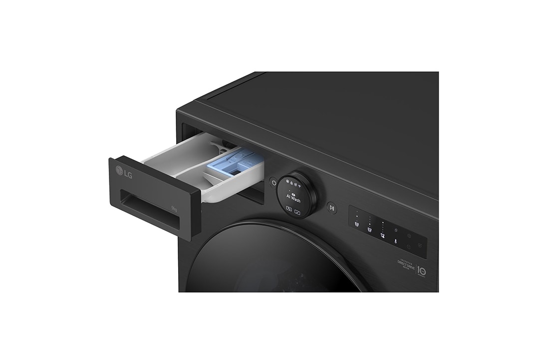 LG 9 kg Pyykinpesukone(Essence Black) - Energialuokka A, LCD-paneelilla, TurboWash360™, AI DD™, Smart Diagnosis™ kanssa Wi-Fi, Detail view, F4X7009TBB, thumbnail 4