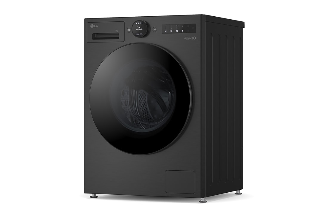 LG 9 kg Pyykinpesukone(Essence Black) - Energialuokka A, LCD-paneelilla, TurboWash360™, AI DD™, Smart Diagnosis™ kanssa Wi-Fi, Side view, F4X7009TBB, thumbnail 9