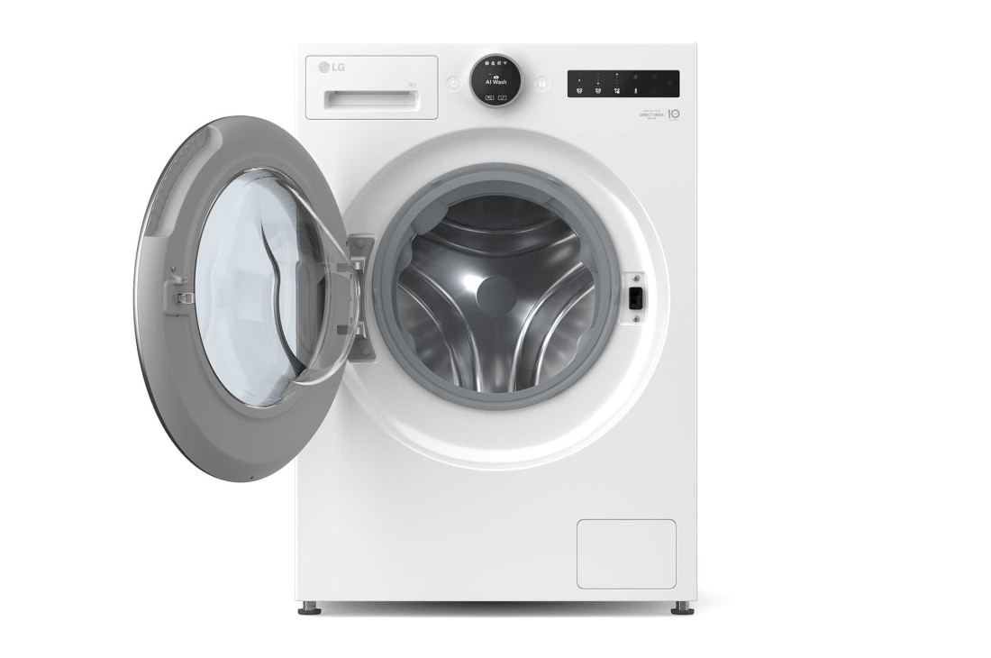 LG 9 kg Pyykinpesukone(Essence White) - Energialuokka A, LCD-paneelilla, Auto Dose, TurboWash360™, AI DD™, Smart Diagnosis™ kanssa Wi-Fi, Front View Door Open, F4X7509TWS, thumbnail 4