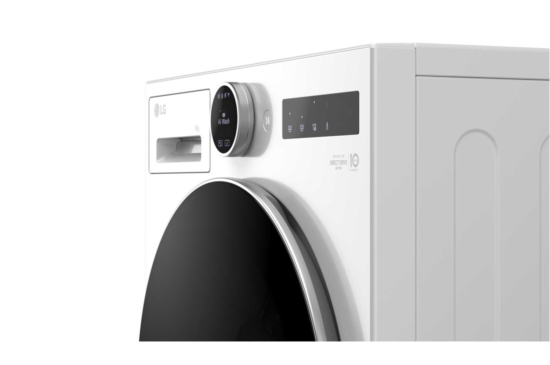 LG 9 kg Pyykinpesukone(Essence White) - Energialuokka A, LCD-paneelilla, Auto Dose, TurboWash360™, AI DD™, Smart Diagnosis™ kanssa Wi-Fi, Controller Side View, F4X7509TWS, thumbnail 7