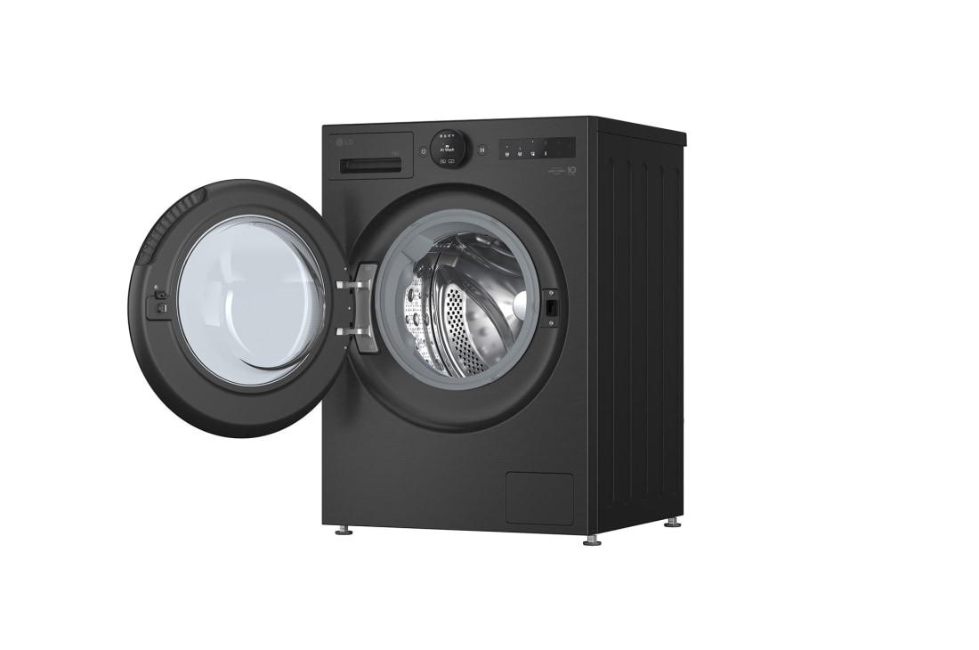 LG 9 kg Pyykinpesukone(Essence Black) - Energialuokka A, LCD-paneelilla, Auto Dose, TurboWash360™, AI DD™, Smart Diagnosis™ kanssa Wi-Fi, Left side view door open, F4X7509TBB, thumbnail 12