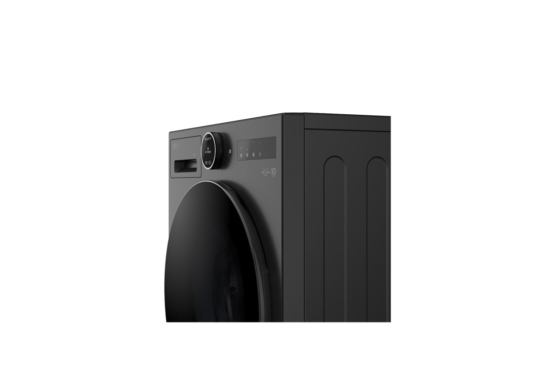 LG 9 kg Pyykinpesukone(Essence Black) - Energialuokka A, LCD-paneelilla, Auto Dose, TurboWash360™, AI DD™, Smart Diagnosis™ kanssa Wi-Fi, side view, F4X7509TBB, thumbnail 7