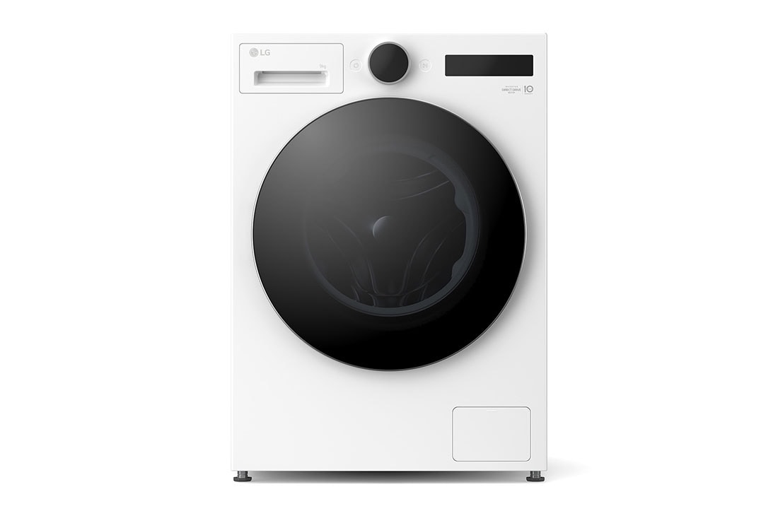 LG 9 kg Pyykinpesukone(Valkoinen) - Energialuokka A, LCD-paneelilla, TurboWash360™, AI DD™, Smart Diagnosis™ kanssa Wi-Fi, Front view, F4X7009TWS