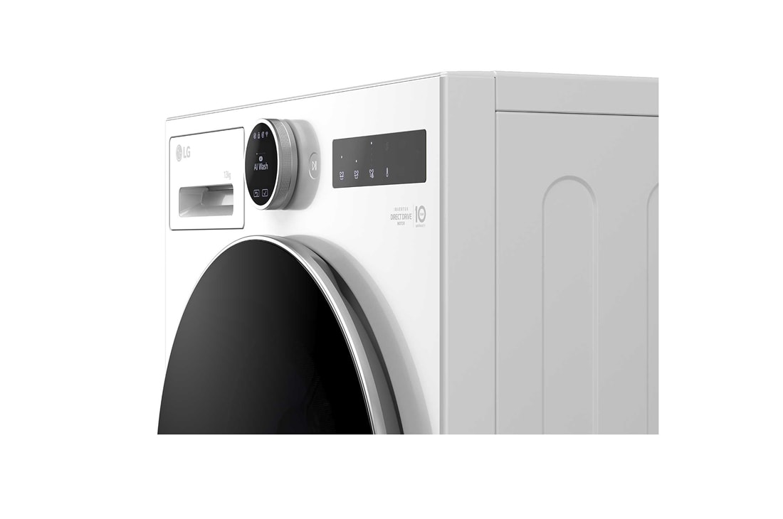 LG 13 kg Pyykinpesukone(Essence White) - Energialuokka A, LCD-paneelilla, Auto Dose, TurboWash360™, AI DD™, Smart Diagnosis™ kanssa Wi-Fi, perspective side view, F4X7513TWS, thumbnail 11