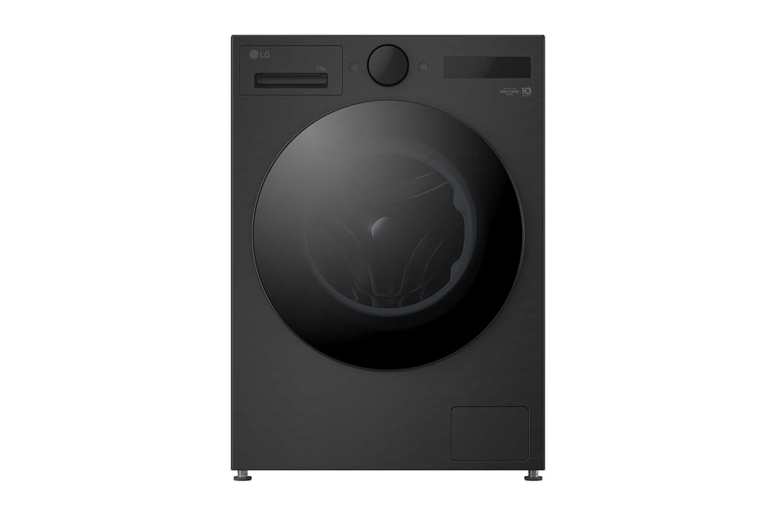 LG 13 kg Pyykinpesukone(Essence Black) - Energialuokka A, LCD-paneelilla, Auto Dose, TurboWash360™, AI DD™, Smart Diagnosis™ kanssa Wi-Fi, Front view, F4X7513TBB, thumbnail 2
