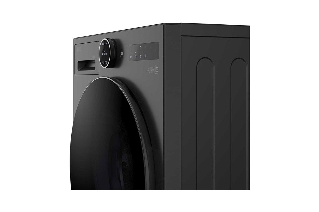 LG 13 kg Pyykinpesukone(Essence Black) - Energialuokka A, LCD-paneelilla, Auto Dose, TurboWash360™, AI DD™, Smart Diagnosis™ kanssa Wi-Fi, perspective side view, F4X7513TBB, thumbnail 11