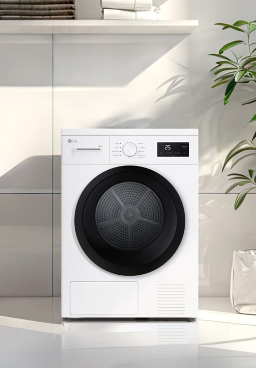 Edestä täytettävä kuivain pyykkitilassa