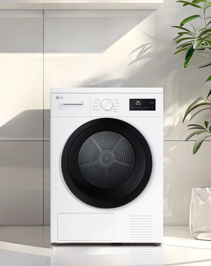 Edestä täytettävä kuivain pyykkitilassa