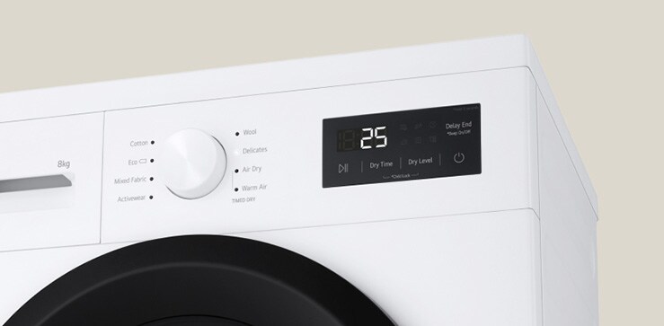 Lähikuva kuivaimen säätimestä ja näytöstä