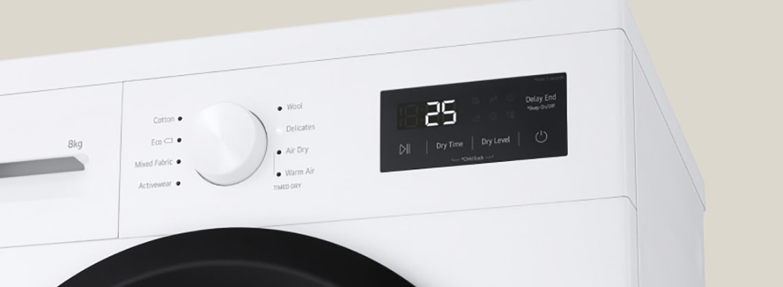 Lähikuva kuivaimen säätimestä ja näytöstä