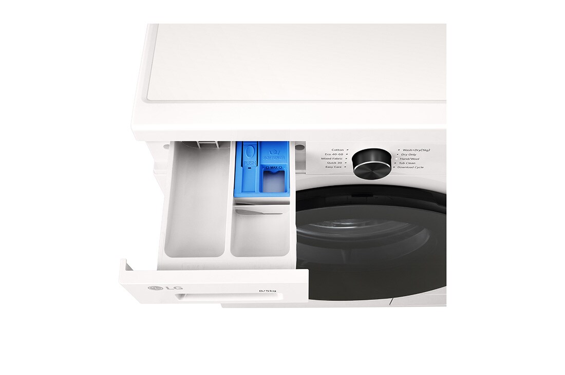 LG 13 kg Pyykinpesukone(Essence Black) - Energialuokka A, LCD-paneelilla, Auto Dose, TurboWash360™, AI DD™, Smart Diagnosis™ kanssa Wi-Fi, Top perspective view, W4X1085NWB, thumbnail 6