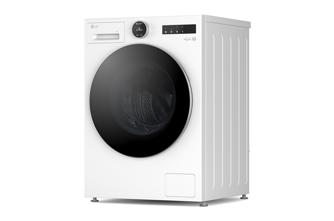 LG 13 kg Pyykinpesukone(Essence White) - Energialuokka A, LCD-paneelilla, TurboWash360™, AI DD™, Smart Diagnosis™ kanssa Wi-Fi, perspective view, F4X7013TWS, thumbnail 6