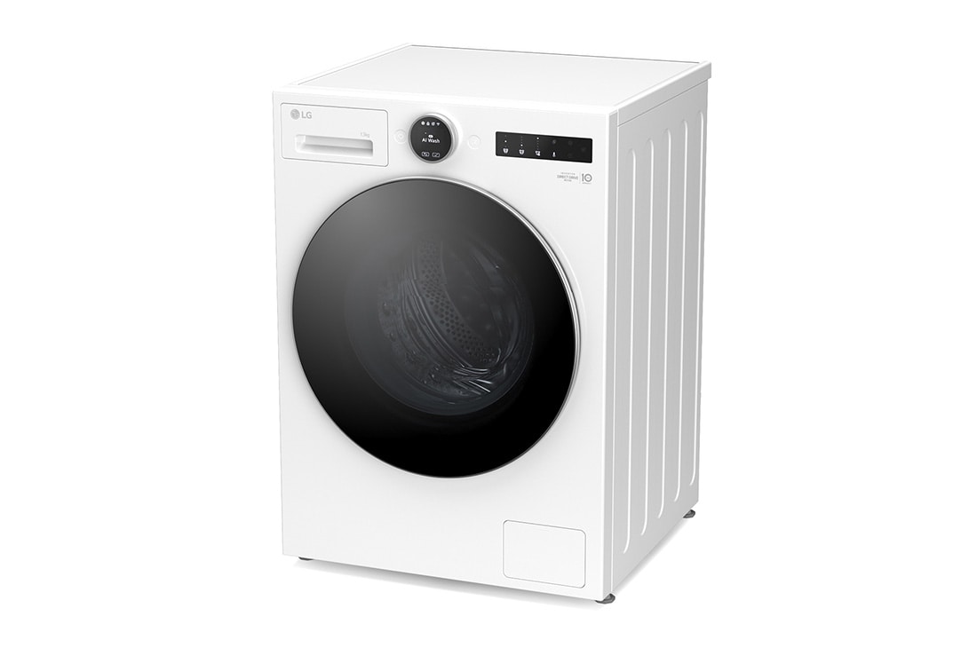 LG 13 kg Pyykinpesukone(Essence White) - Energialuokka A, LCD-paneelilla, TurboWash360™, AI DD™, Smart Diagnosis™ kanssa Wi-Fi, left door open, F4X7013TWS, thumbnail 8