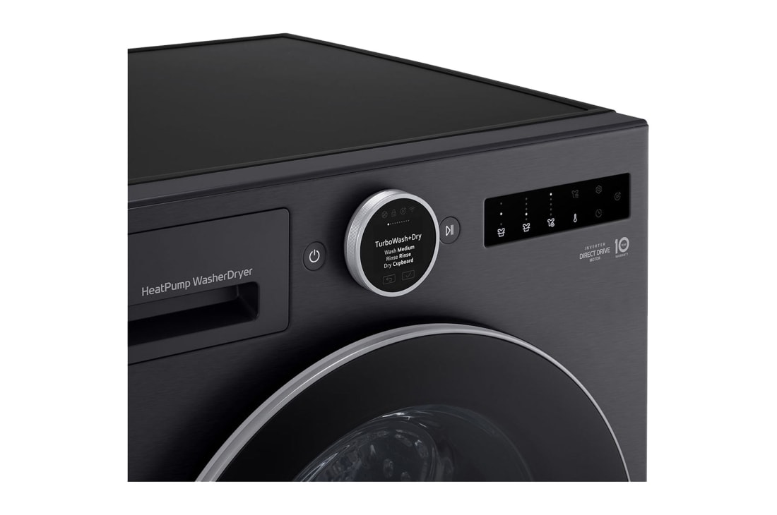 LG 11kg/6kg Kuivaava pesukone (Musta) | Energialuokka A/A, Steam+™, AI Wash™ 2.0, TurboWash™, Smart Diagnosis™ Wi-Fi-yhteydellä, Tässä uudessa LG:n pesukone-kuivausrummussa on suuri 11 kg:n pyykkikapasiteetti ja 6 kg:n kuivauskapasiteetti.Parhaan energialuokan A/A ansiosta sekä pesussa että kuivauksessa yhdistettynä uusiin omin, WHX9516TBC, thumbnail 6
