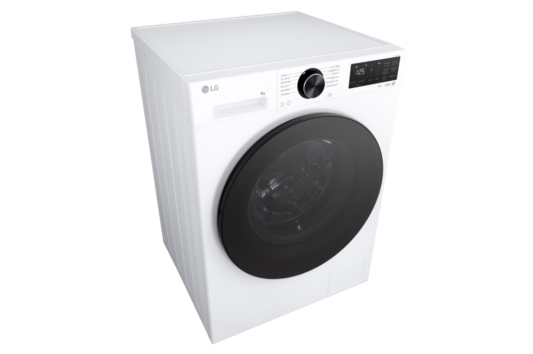 LG 9kg Pyykinpesukone (Valkoinen) | Energialuokka A, Auto Dose, TurboWash™360, AI DD™, Smart Diagnosis™ ja Wi-Fi, Tämän LG-pesukoneen kapasiteetti on suuri, 9 kg, joten voit pestä paljon vaatteita samaan aikaan ja automaattinen annostelu, TurboWash360™ ja Steam™, F4X5509TLB, thumbnail 9