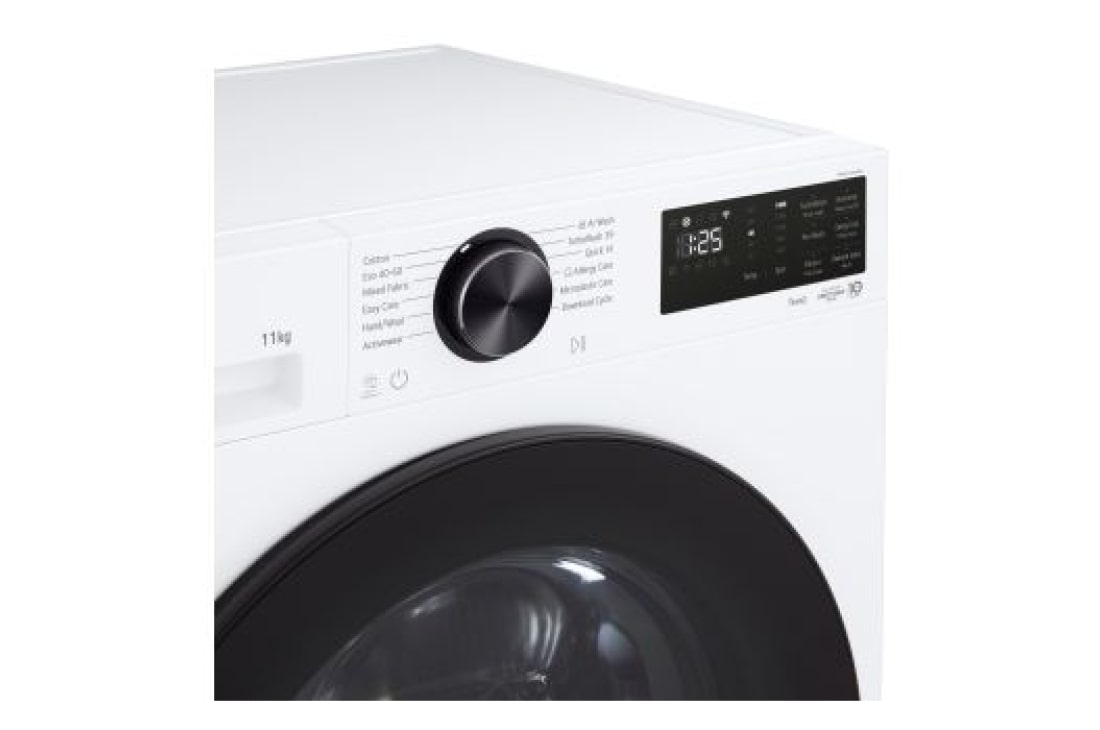 LG 11kg Pyykinpesukone (Valkoinen) | Energialuokka A, TurboWash™360, AI DD™, Smart Diagnosis™ ja Wi-Fi, Tämän LG-pesukoneen kapasiteetti on suuri, 11 kg, joten voit pestä paljon vaatteita samaan aikaan, TurboWash360™ ja Steam™, F4X5011TLB, thumbnail 4