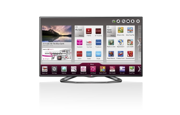 LG 47 tuuman SMART TV, jossa on taustavalaistu LED-näyttö, 0,9 GHz:n kaksiytiminen prosessori ja 1,25 Gt RAM-muistia. Cinema3D, Wi-Fi ja DLNA. Titaanipinta., 47LA620V