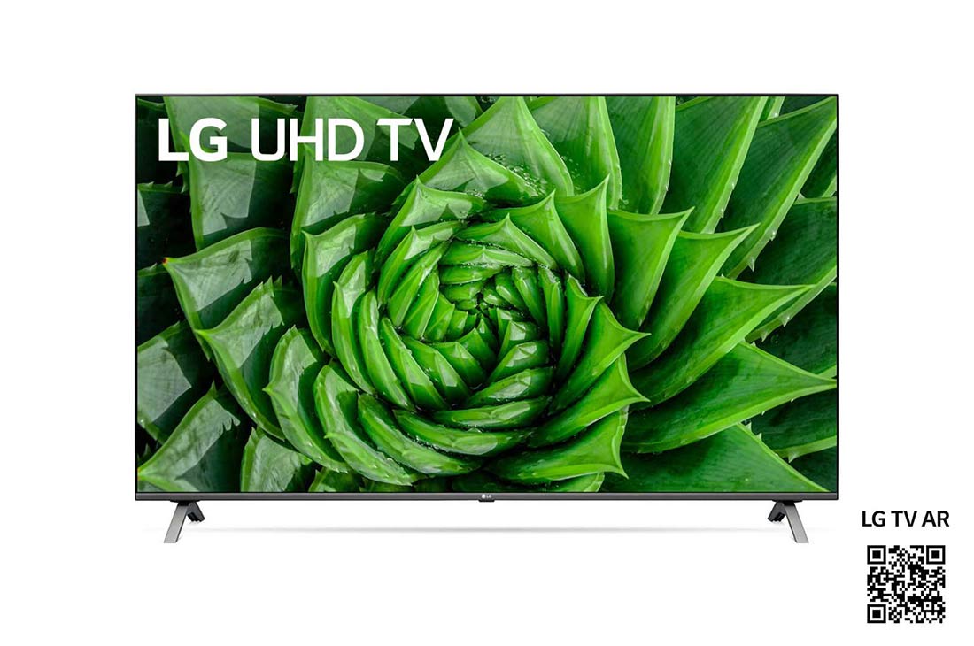 LG UN80 55 tuuman 4K UHD -älytelevisio, etupuoli ja upotettu kuva, 55UN80006LA