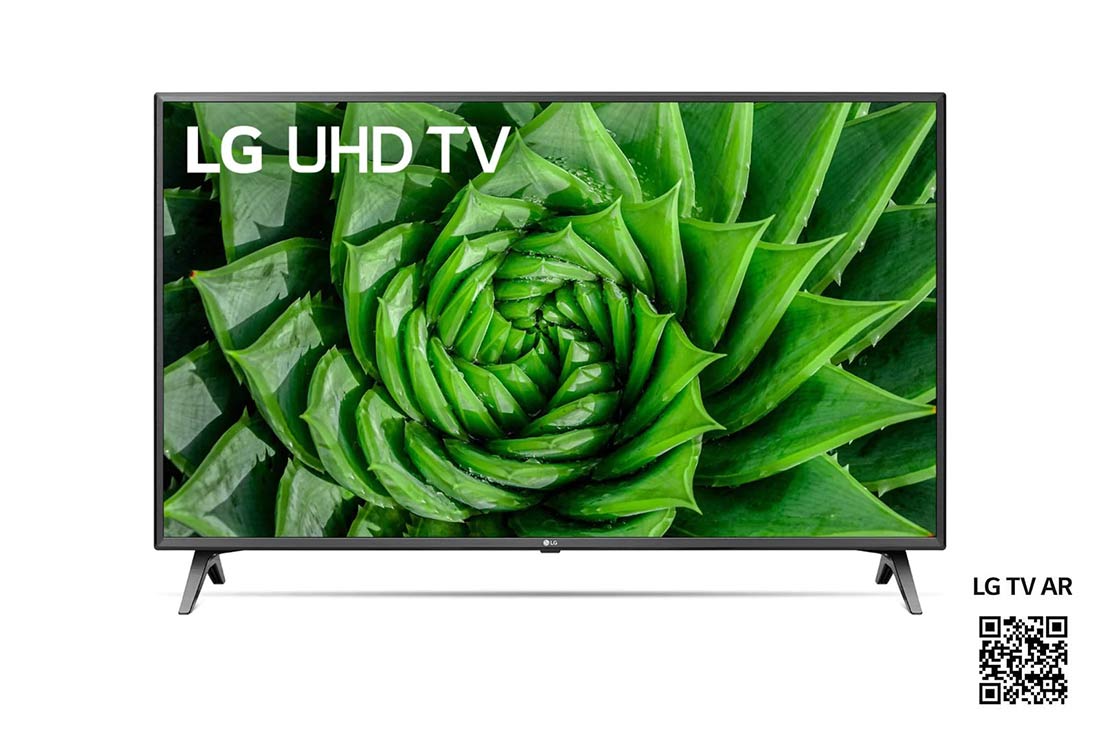 LG UN80 43 tuuman 4K UHD -älytelevisio, etupuoli ja upotettu kuva, 43UN80006LC