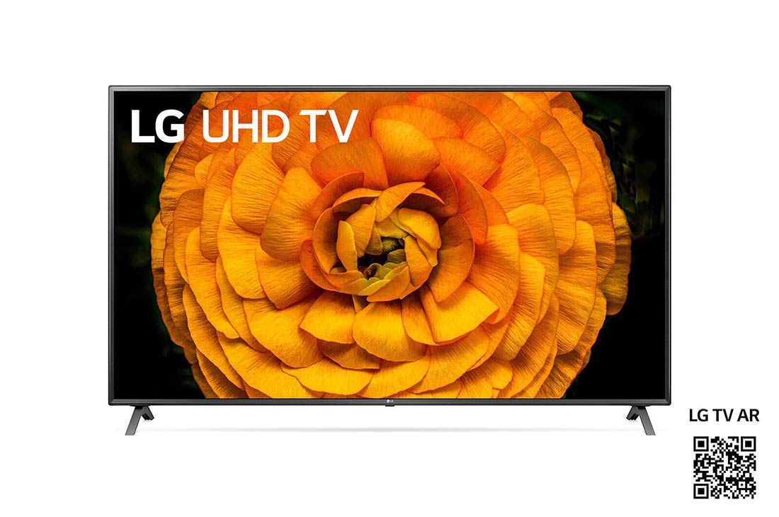 LG UN85 75 tuuman 4K UHD -älytelevisio, etupuoli ja upotettu kuva, 75UN85006LA