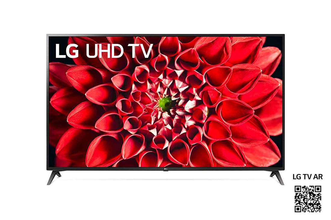 LG UN71 70 tuuman 4K UHD -älytelevisio, etupuoli ja upotettu kuva, 70UN71006LA