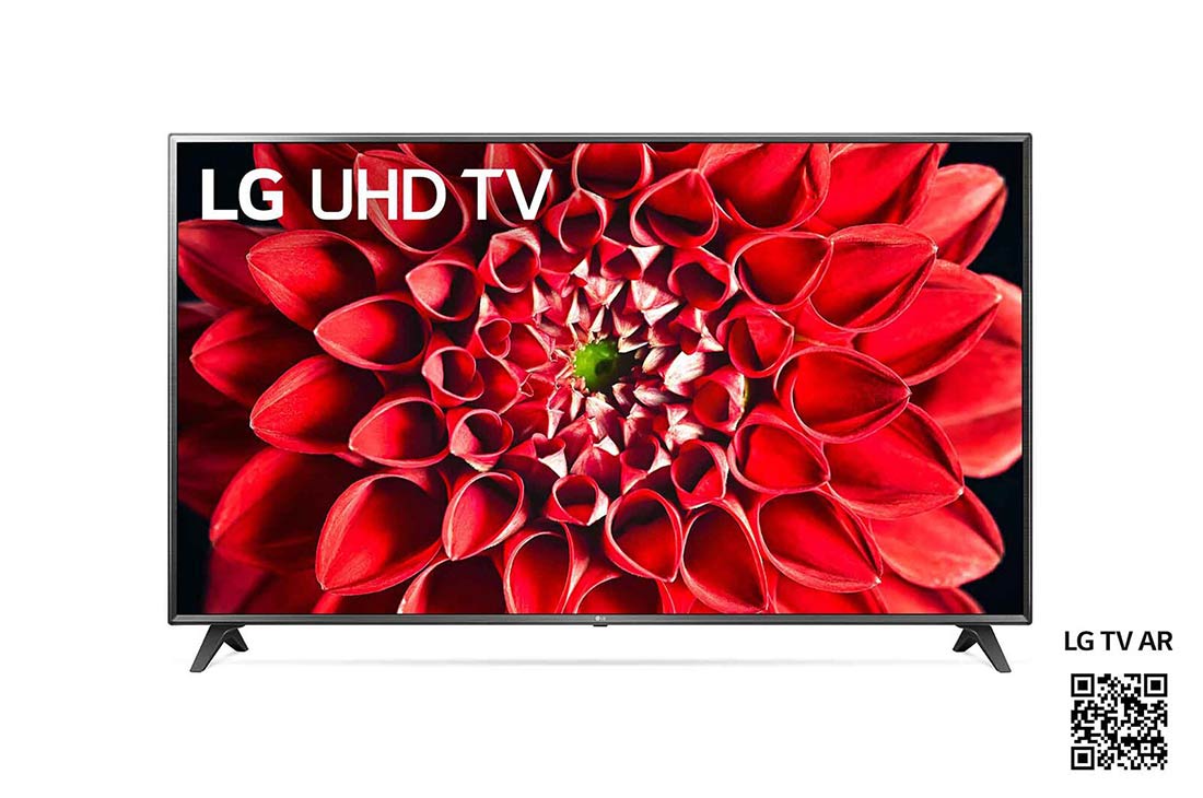 LG UN71 75 inch 4K Smart UHD TV, front view with infill image and logo, 75UN71006LC