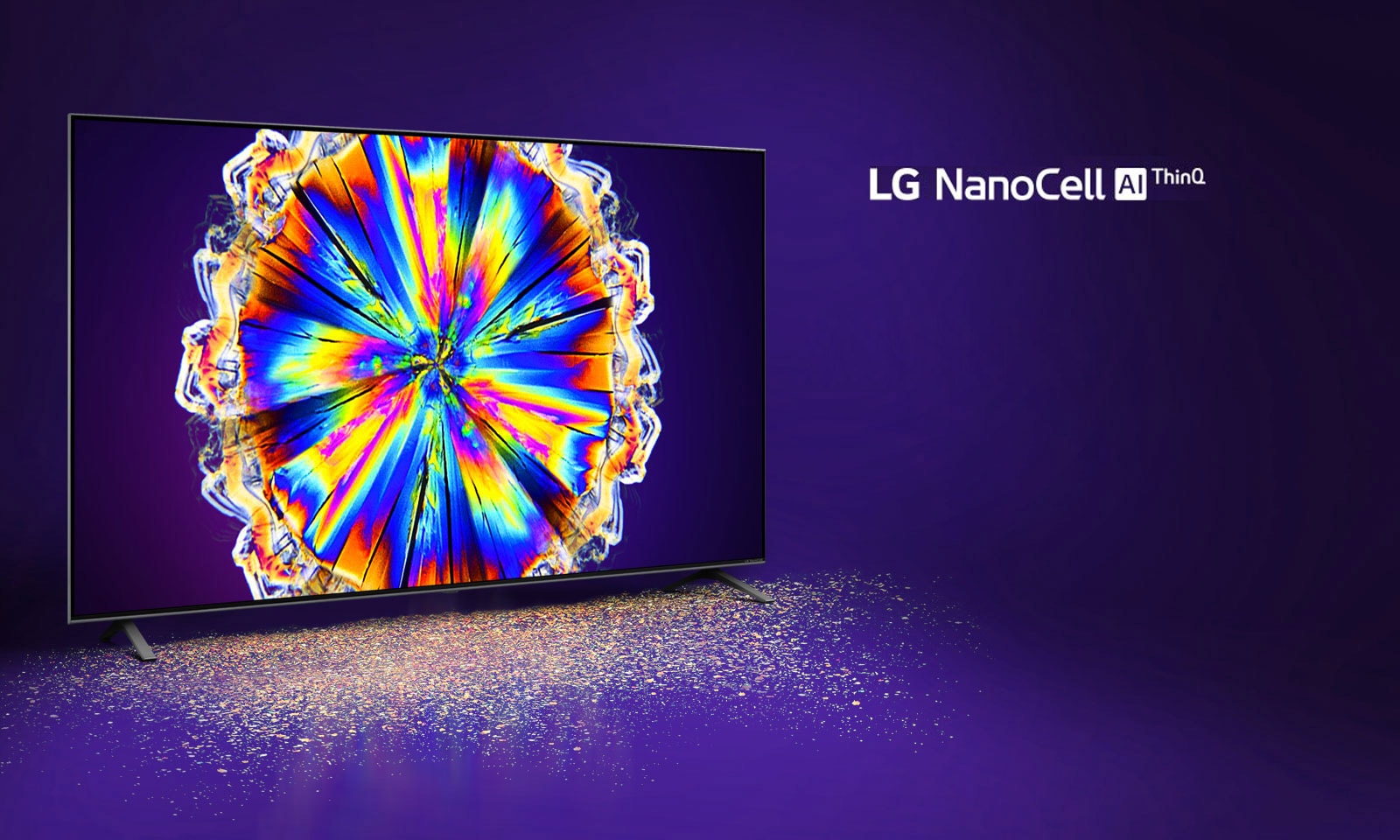 The image of colorful microcrystal on the TV screen