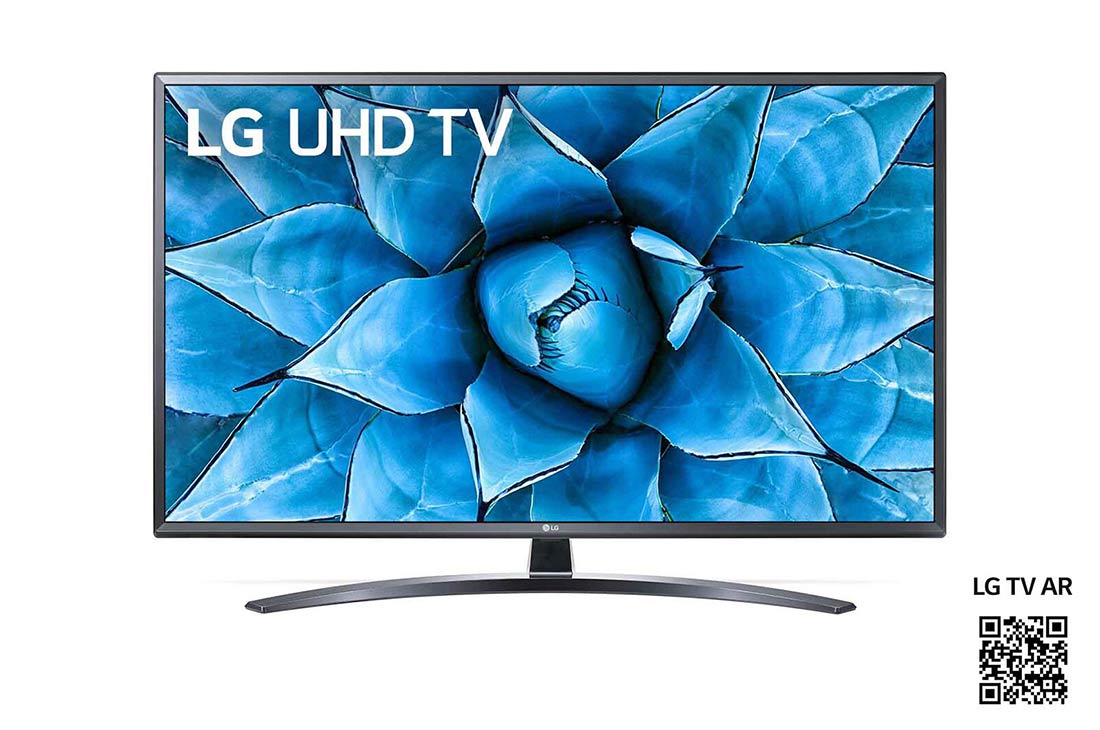 LG UN74 49 tuuman 4K UHD -älytelevisio, etupuoli ja upotettu kuva, 49UN74006LB