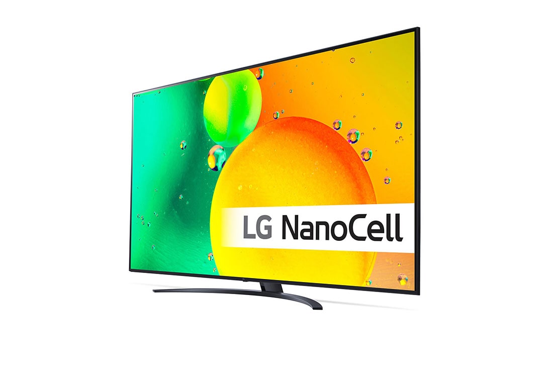 LG 75'' NANO 76 - NanoCell 4K Smart TV - 75NANO766QA, 30 asteen sivunäkymä upotetulla kuvalla, 75NANO766QA, thumbnail 2
